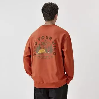 Осенний американский тяжелый свитер с круглым вырезом, мужской свободный, большого размера, модный брендовый принт, молодежный топ, куртка с длинным рукавом, модный S