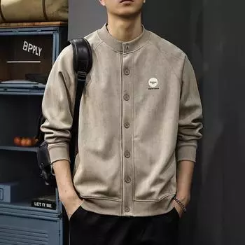 Осенний американский винтажный кардиган с грудкой, свитер, мужская трендовая бейсбольная куртка, свободная спортивная повседневная куртка S зелёный