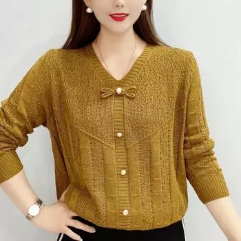 Осенний бант, простой и универсальный ажурный вязаный свитер, свободный топ с длинными рукавами XXXXXL красный