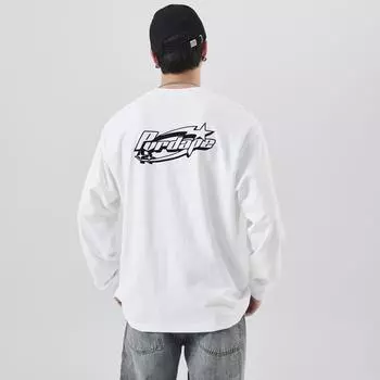 Осенний белый свитер мужской модный брендовый тяжелый свободный большой размер с круглым вырезом и надписью топ с длинным рукавом осень и зима M темный кофе