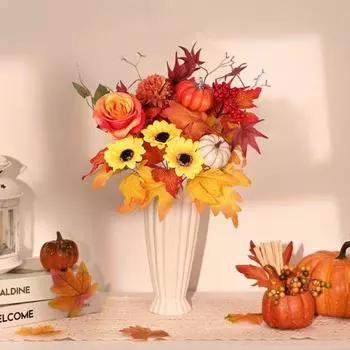 Осенний букет искусственных цветов, реалистичный искусственный шелковый подсолнух, Хэллоуин, День благодарения, праздник урожая, украшение для дома и улицы, искусственные цветы, стол I