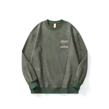 Осенний черный свитер, мужская одежда с круглым вырезом, большой размер, свободная молодежная рубашка с длинными рукавами, модный бренд M чёрный