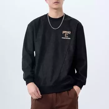 Осенний черный свитер, мужская одежда с круглым вырезом, большой размер, свободная молодежная рубашка с длинными рукавами, модный бренд M армия зеленый