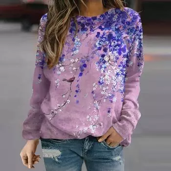 Осенний цветок птица 3D принт длинный рукав женская толстовка с капюшоном уличная одежда женские толстовки с капюшоном свитшоты пуловеры свободная женская одежда S