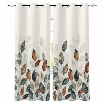 Осенний День благодарения сине-зеленые желтые листья растения затемняющие шторы для гостиной спальни оконные шторы домашний декор W135 x H60cm
