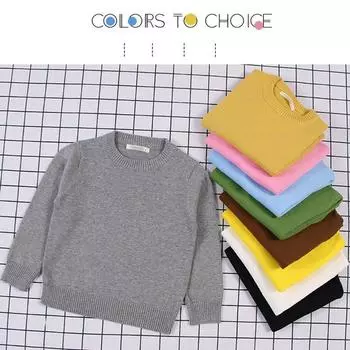 Осенний детский однотонный свитер, хлопковые пуловеры для мальчиков и девочек, повседневная теплая трикотажная одежда, джемпер для малышей, детская одежда 100
