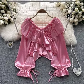 Осенний дизайн, нишевый атлас, нерегулярный шифон с объемными рукавами, шикарная великодушная сотня с топами