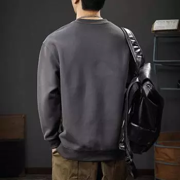 Осенний дизайн Sense Splicing свитер мужской свободный тренд повседневный однотонный топ американский тяжелый пуловер куртка M чёрный
