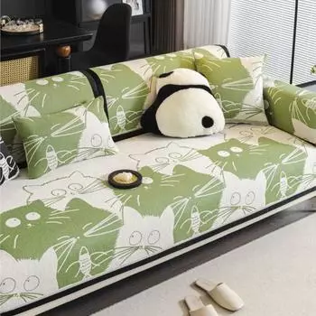 Осенний дом Нескользящий диван Подушка Чехлы для дивана Коврик Чехол из шенилла с принтом кота Коврики для дивана Funda 70X70cm 1pc