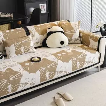 Осенний дом Нескользящий диван Подушка Чехлы для дивана Коврик Чехол из шенилла с принтом кота Коврики для дивана Funda 70X70