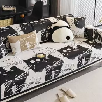Осенний дом Нескользящий диван Подушка Чехлы для дивана Коврик Чехол из шенилла с принтом кота Коврики для дивана Funda 70X70