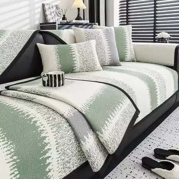 Осенний домашний чехол из шенилловой ткани в полоску Funda Sofa Mat Non-slip Anti-cat Sofa Cushion Couch Sofa Covers Mat 70X70cm 1pc