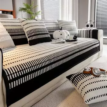 Осенний домашний нескользящий черный белый диван подушка диван чехлы коврик шенилл чехол Funda диван коврик 70X70