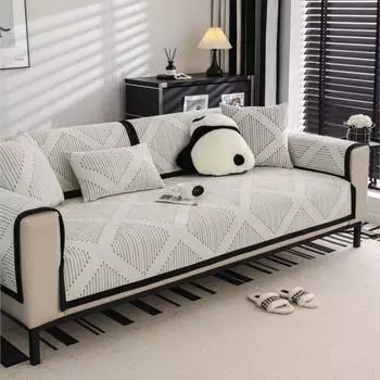 Осенний домашний шенилловый полосатый чехол Funda Sofa Mat Non-Slip White Sofa Cushion Couch Sofa Covers Mat 70X70