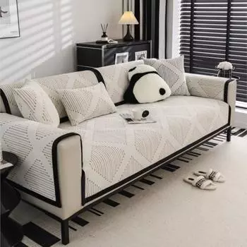 Осенний домашний шенилловый полосатый чехол Funda Sofa Mat Non-Slip White Sofa Cushion Couch Sofa Covers Mat 70X70