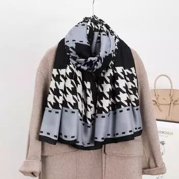 Осенний дорожный шелковый шарф из хлопка и льна, женский корейский вариант сетки «Тысяча птиц», элегантный модный универсальный солнцезащитный ветрозащитный шарф 180*90cm