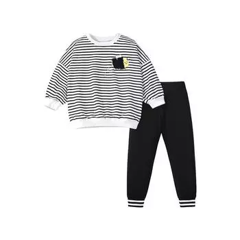 Осенний европейский и американский полосатый костюм для девочек с длинным рукавом, новая детская одежда, милый детский костюм с пчелкой 140 белый