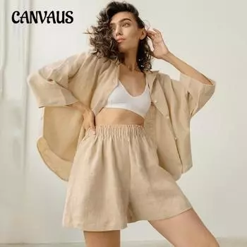 Осенний французский простой натуральный лацкан комфортный пижамный костюм HomeWear S абрикосовый