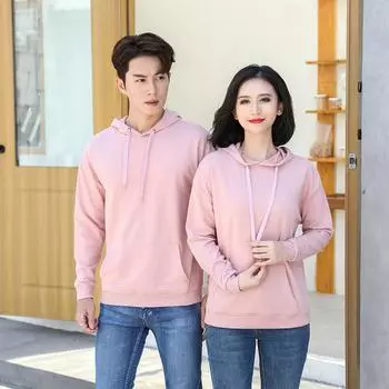 Осенний хлопковый махровый свитер с капюшоном и карманами для мужчин и женщин, повседневная модная одежда с длинными рукавами для пар, уличный тренд унисекс, воздухопроницаемость S белый