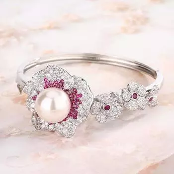 Осенний и зимний браслет из жемчуга браслет в форме цветка имитация натурального австралийского белого бисера бисер Наньян высокая мода женский