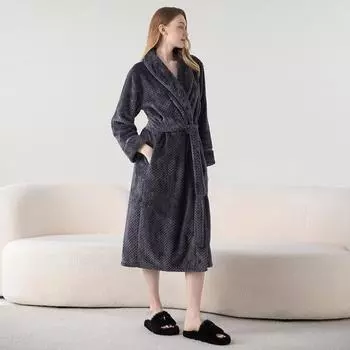 Осенний и зимний халат, мягкий и утолщенный, парный халат, удлиненная пижама для женщин, Bebe Velvet, удобная домашняя одежда M
