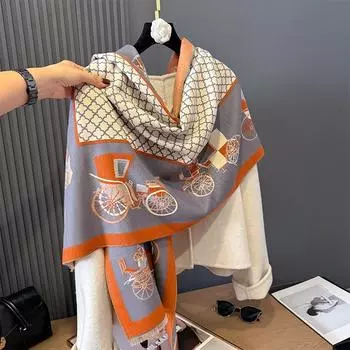Осенний и зимний шарф в стиле ретро, старомодный автомобиль, контрастный цвет, двухсторонний, персонализированный, теплый платок премиум-класса 185cm хаки