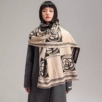 Осенний и зимний шарф женский кашемировый камелия простой двусторонний платок кондиционер теплый шерстяной шарф 185 серый