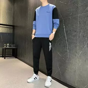 Осенний и зимний свитер, костюм с длинными рукавами, осенняя одежда, костюм из двух предметов XL чёрный