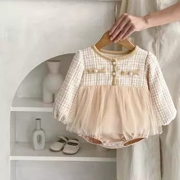 Осенний комбинезон для девочек с длинным рукавом, комбинезон для новорожденной принцессы, модная детская одежда bafanou 21072 73cm(6-12M) абрикосовый