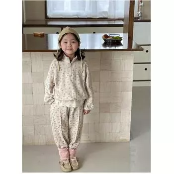 Осенний комплект для девочек с длинными рукавами, цветочным принтом, топ + брюки, комплект из двух предметов 140