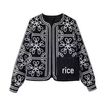 Осенний комплект из женской контрастной хлопковой куртки и шорт с высокой талией 2024 года Small