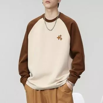 Осенний контрастный цветной свитер с круглым вырезом, мужской свободный, большого размера, модный бренд, молодежный, американский, ретро, повседневный, модный M