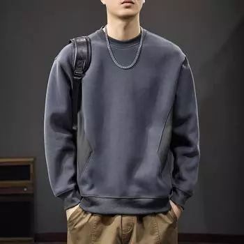 Осенний контрастный свитер с плетением, мужской свободный большой размер, круглый вырез, нижняя часть рубашки, американский ретро, тяжелый внутренний топ M хаки