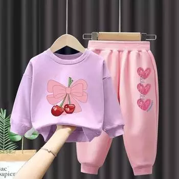 Осенний костюм для девочек, осенняя модная детская одежда, детский спортивный весенне-осенний свитер для девочек 90 синий