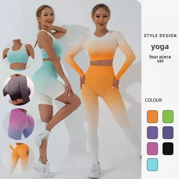 Осенний костюм для йоги Tie-Dye Cationic для женщин - бюстгальтер для коррекции фигуры и утягивающий пояс для талии с эффектом подтяжки бедер Large