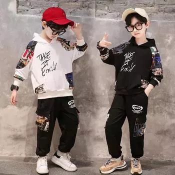 Осенний костюм для мальчиков, одежда для мальчиков-подростков, спортивный костюм для мальчиков с героями мультфильмов 4–14 лет, детское пальто с капюшоном и штаны