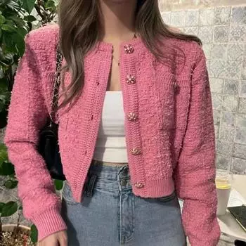 Осенний круглый вырез с длинным рукавом кардиган пальто женский свободный повседневный короткий вязаный свитер куртка для женщин модные зимние винтажные женские кардиганы 24926 One Size белый