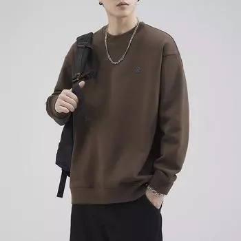 Осенний круглый вырез свитера Тяжелый мужской свободный большой размер длинный рукав модная одежда повседневный пуловер топ модный бренд M