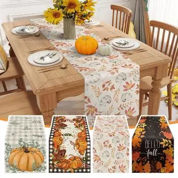 Осенний льняной печатный изоляционный коврик для домашнего обеденного стола, украшение для стола, дорожки One Size