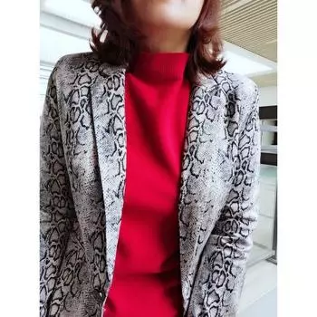 Осенний Легкий в Носке Эластичный Хлопок Змеиный Узор Повседневный Пиджак Snake pattern P