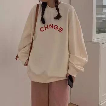 Осенний мешковатый свитшот с буквенным принтом для девочек-подростков, женский джемпер с длинными рукавами и круглым вырезом, повседневный пуловер, топы 2XL абрикосовый