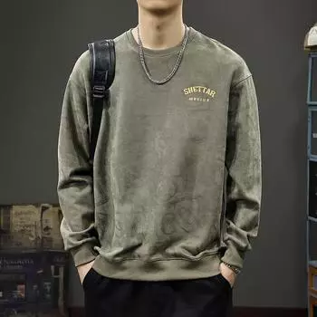 Осенний модный бренд, полный замшевого мужского свитера, американская рубашка с толстым дном, осенне-зимний свободный топ большого размера с длинными рукавами M чёрный