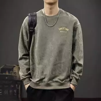 Осенний модный бренд, полный замшевого мужского свитера, американская рубашка с толстым дном, осенне-зимний свободный топ большого размера с длинными рукавами M