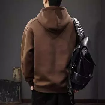 Осенний модный брендовый принтованный мужской свитер с капюшоном, свободный, большого размера, осенне-зимняя тяжелая американская повседневная куртка M темный кофе