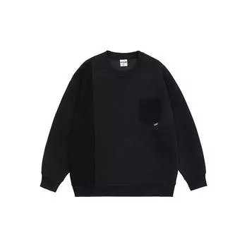 Осенний модный фирменный карманный свитер мужской американский ретро тяжелый сращивающийся круглый вырез топ свободный большой размер повседневная куртка M темно-серого