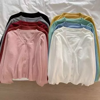 Осенний модный винтажный свитер, зимний вязаный кардиган для женщин, топы с v-образным вырезом и длинными рукавами, свитер, женская куртка 28673 One Size зелёный