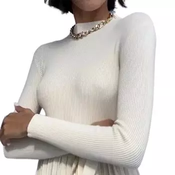 Осенний мягкий теплый женский свитер с длинным рукавом, вязаная водолазка, пуловеры, эластичные разноцветные однотонные тонкие женские топы One Size жёлтый