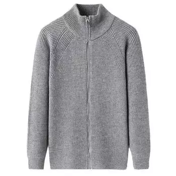 Осенний мужской кардиган, утолщенная вязаная куртка, свободный свитер большого размера для молодых и средних мужчин M