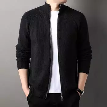 Осенний мужской кардиган, утолщенная вязаная куртка, свободный свитер большого размера для молодых и средних мужчин M