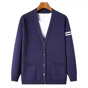 Осенний мужской кардиган, вязаная куртка, свободный свитер для молодых и средних лет, свитер большого размера M